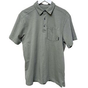 EDDIE BAUER Polo Shirt Mens Large Sage Green Slub Knit Short Sleeve Cotton Logo
